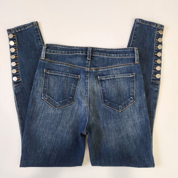 L'AGENCE Piper Skinny High Rise Jeans Womens 27 Dark Wash Button Ankle Stretch - Picture 5 of 11